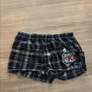 Plaid Black and White Shorts with Logo